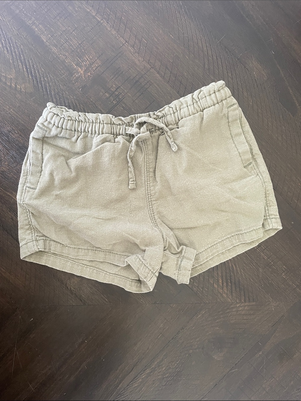 Old Navy Olive Drawstring Linen Shorts